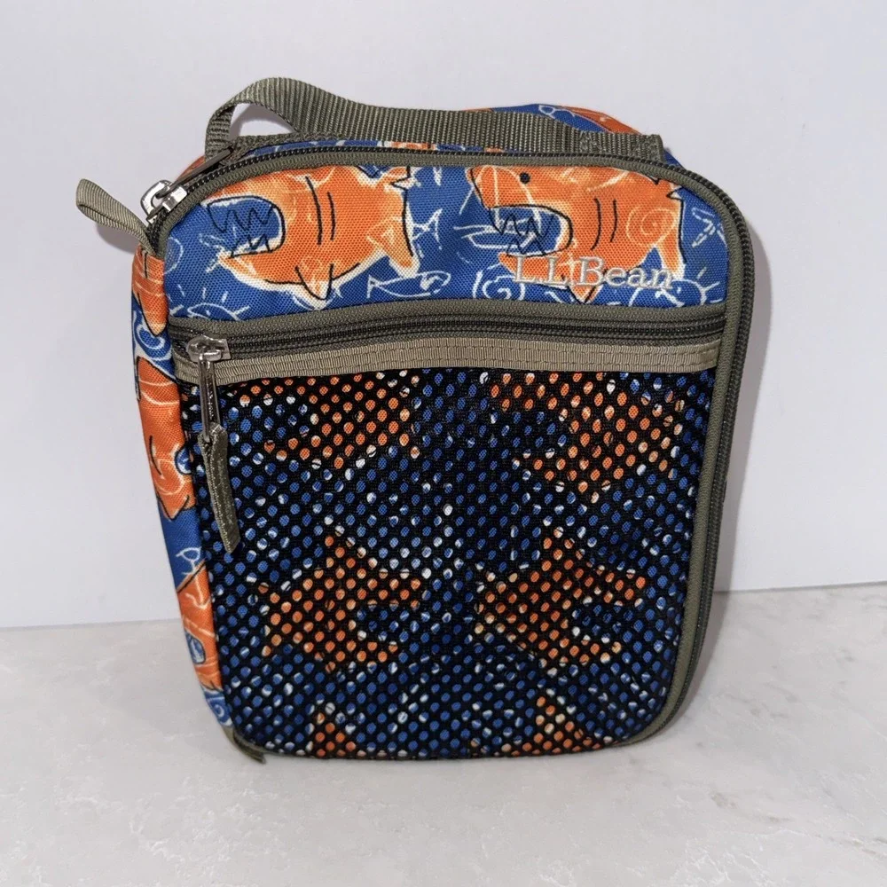LL BEAN SHARK  PRINT CAMOUFLAGE ZIPPERED KIDS LUNCH BOX BAG